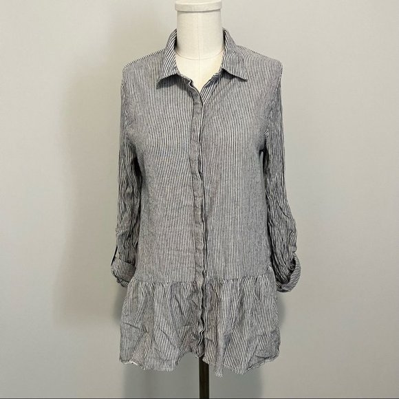 Anthropologie Sunday In Brooklyn Wiley Striped Button Down Cotton Blouse - Picture 2 of 11